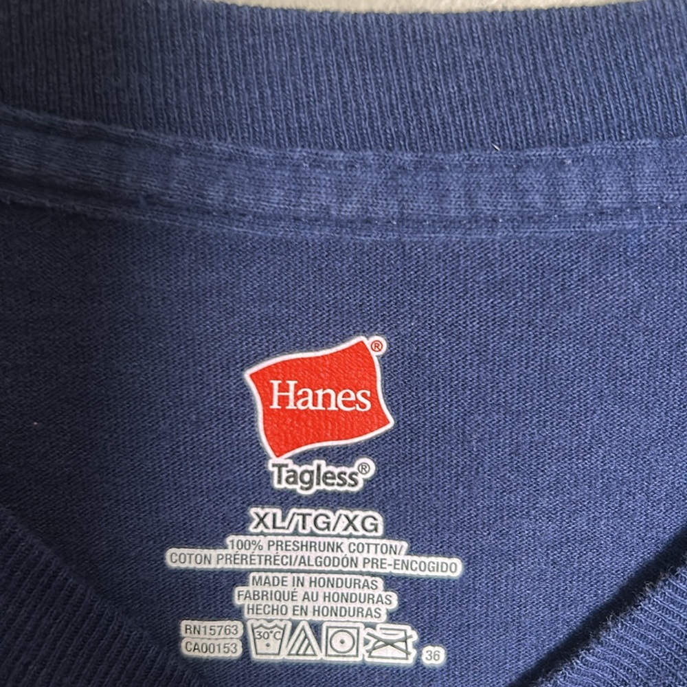 Bush’s Best Baked Beans Navy Blue Hanes Crew Neck Short Sleeve Shirt Size XL - Picture 3 of 9